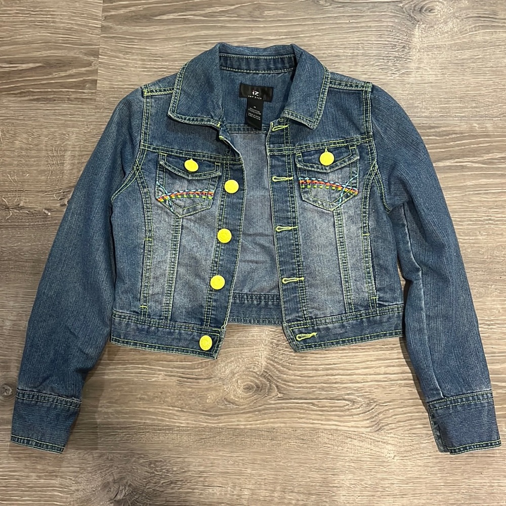 2000’s Kids IZ Amy Byer Jean Jacket Neon Stitching